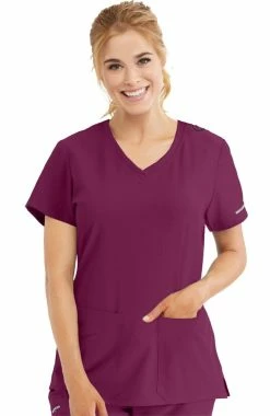 Skechers Women's V-Neck Solid Scrub Top