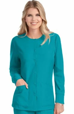 Skechers Women's Stability Snap Front Warm Up Solid Scrub Jacket