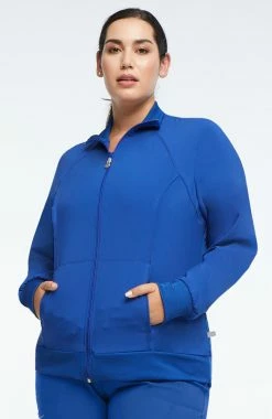 Cherokee Women's Zip Front Warm-Up Solid Scrub Jacket