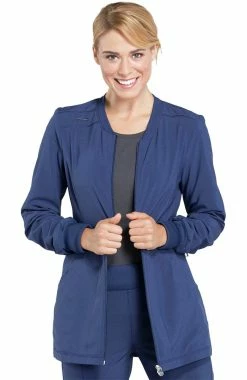 Cherokee Women's Zip Front Warm-Up Solid Scrub Jacket