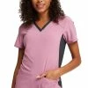 Cherokee Women's V-Neck Knit Panel Solid Scrub Top 2 Cherokee Women's V-Neck Knit Panel Solid Scrub Top -clothings shop 1 ck ck605 650
