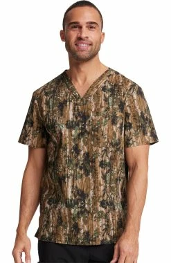 Cherokee Men's Outdoor Life Print Scrub Top