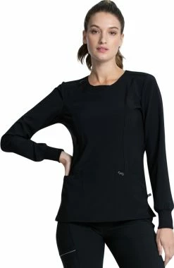 Cherokee Women's Long Sleeve V-Neck Solid Scrub Top