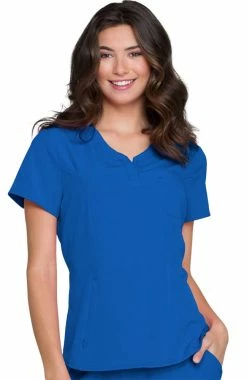 Heartsoul Women's Split Neck Solid Scrub Top