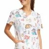 Cherokee Women's Friendship Goals Print Scrub Top -clothings shop 1 ck tf736 printrdg 650