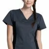 Cherokee Workwear Women's Knit Panel Solid Scrub Top 2 Cherokee Workwear Women's Knit Panel Solid Scrub Top -clothings shop 1 ck ww2875 650