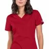 Cherokee Workwear Women's Knit V-Neck Solid Scrub Top 1 Cherokee Workwear Women's Knit V-Neck Solid Scrub Top -clothings shop 1 ck ww645 650