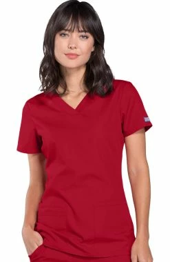 Cherokee Workwear Women's Knit V-Neck Solid Scrub Top