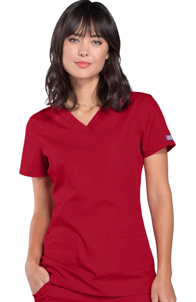Cherokee Workwear Women's Knit V-Neck Solid Scrub Top 3 Cherokee Workwear Women's Knit V-Neck Solid Scrub Top