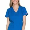 Cherokee Workwear Women's Mock Wrap Knit Panel Solid Scrub Top -clothings shop 1 ck ww650 650