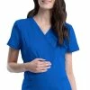 Cherokee Workwear Women's Maternity Side Zip Solid Scrub Top
