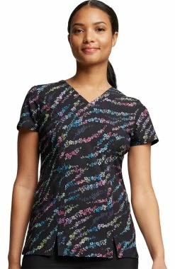 Dickies Women's V-Neck Blooming Wild Print Scrub Top