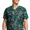 Dickies Men's V-Neck Digital Camo Print Scrub Top -clothings shop 1 di dk725 printdgm 650