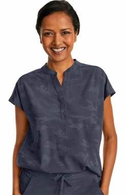 Healing Hands Women's Journey Mandarin Collar Camo Scrub Top