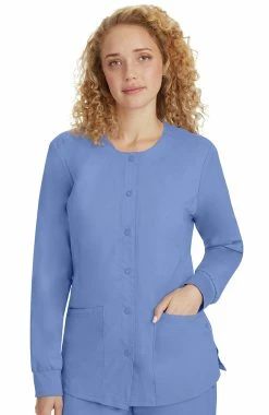 Healing Hands Women's Daisy Snap Warm Up Solid Scrub Jacket
