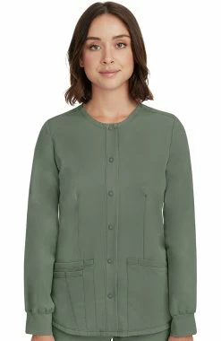 Healing Hands Women's Megan Button Front Solid Scrub Jacket