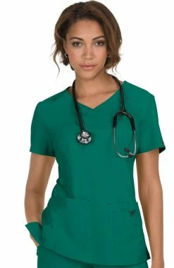Koi Women's Katie Mock Wrap Solid Scrub Top