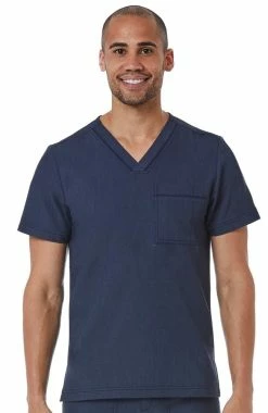 Maevn Uniforms Men's Contrast Piping V-Neck Solid Scrub Top
