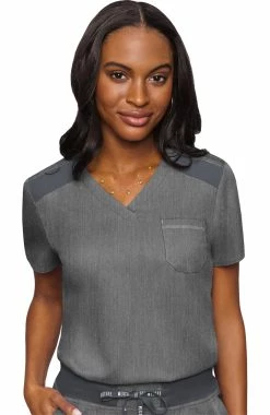Med Couture Women's Tuck In Solid Scrub Top