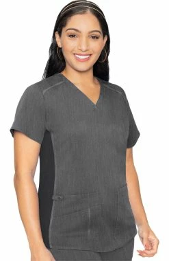 Med Couture Women's Kerri V-Neck Shirttail Solid Scrub Top