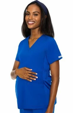 Med Couture Women's Maternity 4 Way Stretch V-Neck Solid Scrub Top