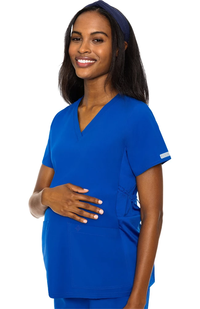 Med Couture Women's Maternity 4 Way Stretch V-Neck Solid Scrub Top 3 Med Couture Women's Maternity 4 Way Stretch V-Neck Solid Scrub Top