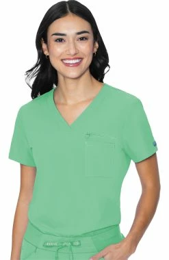 Med Couture Women's Zip Pocket Scrub Top