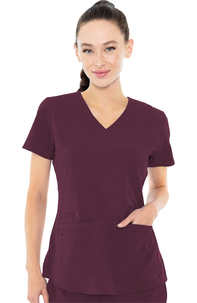 Med Couture Women's Serena V-Neck Racerback Shirttail Solid Scrub Top 3 Med Couture Women's Serena V-Neck Racerback Shirttail Solid Scrub Top