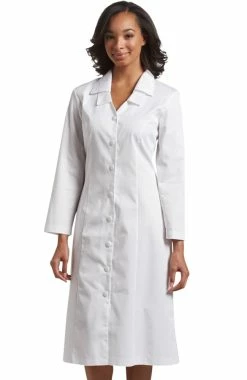 White Cross Women's Long Sleeve Embroidered Collar Scrub Dress