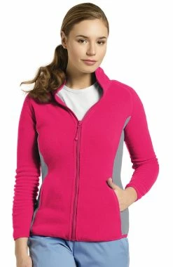 White Cross Women's Polar Fleece Zip Front Solid Scrub Jacket