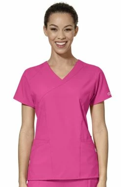 WonderWink Women's Mock Wrap Solid Scrub Top