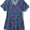 Zoe And Chloe Women's Contrast Mock Wrap Chalk Hearts Print Scrub Top 2 Zoe And Chloe Women's Contrast Mock Wrap Chalk Hearts Print Scrub Top -clothings shop 1 wk z17202 printckh 650