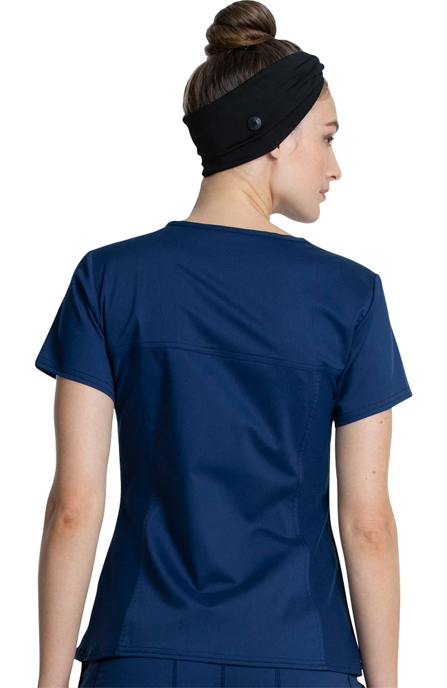 Cherokee Workwear Women's Knit Panel Solid Scrub Top 4 Cherokee Workwear Women's Knit Panel Solid Scrub Top - Image 2