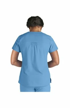 Grey's Anatomy Women's V-Neck Shirred Back Solid Scrub Top -clothings shop 3 bc 71166 650