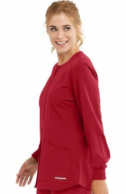 Skechers Women's Stability Snap Front Warm Up Solid Scrub Jacket -clothings shop 3 bc sk401 650