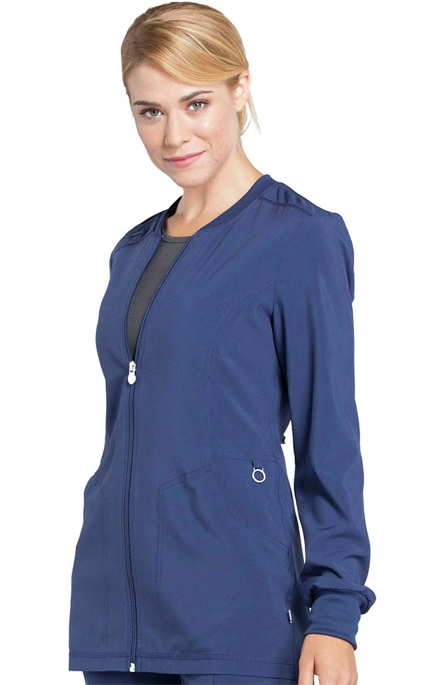 Cherokee Women's Zip Front Warm-Up Solid Scrub Jacket 5 Cherokee Women's Zip Front Warm-Up Solid Scrub Jacket - Image 3