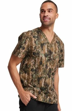 Cherokee Men's Outdoor Life Print Scrub Top -clothings shop 3 ck ck692 print 650