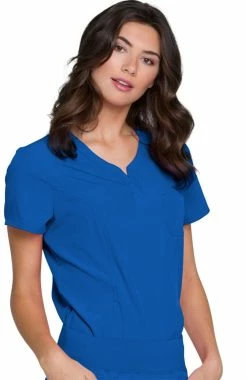 Heartsoul Women's Split Neck Solid Scrub Top -clothings shop 3 ck hs710 650
