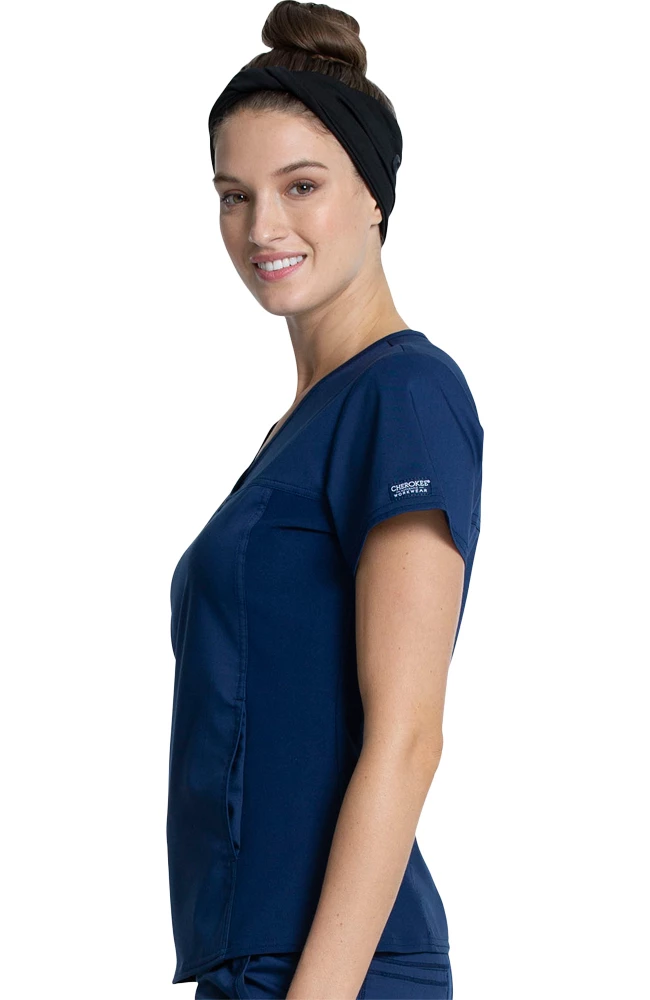 Cherokee Workwear Women's Knit Panel Solid Scrub Top 5 Cherokee Workwear Women's Knit Panel Solid Scrub Top - Image 3