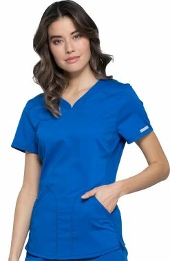 Cherokee Workwear Women's V-Neck Solid Scrub Top -clothings shop 3 ck ww601 650