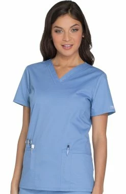 Cherokee Workwear Women's V-Neck Solid Scrub Top -clothings shop 3 ck ww630 650