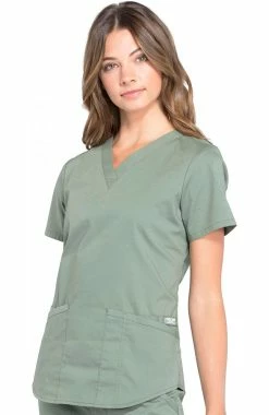 Cherokee Workwear Women's V-Neck Solid Scrub Top -clothings shop 3 ck ww665 650