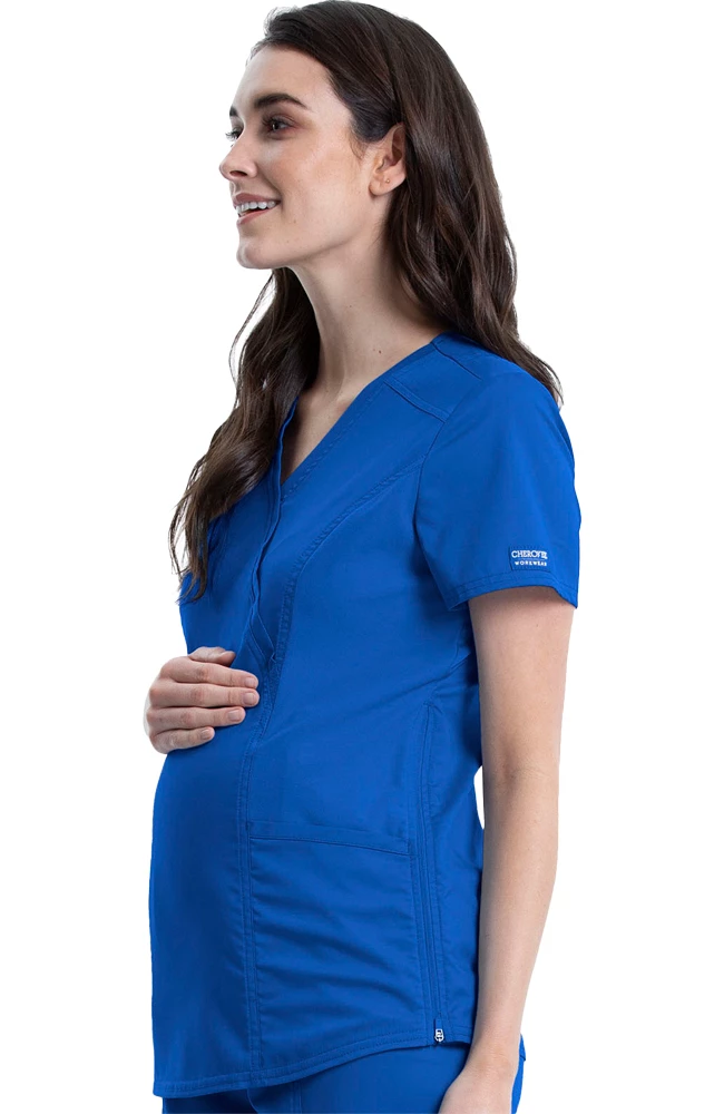 Cherokee Workwear Women's Maternity Side Zip Solid Scrub Top 5 Cherokee Workwear Women's Maternity Side Zip Solid Scrub Top - Image 3