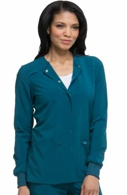 Dickies Women's Snap Front Warm-Up Solid Scrub Jacket -clothings shop 3 di dk305 650