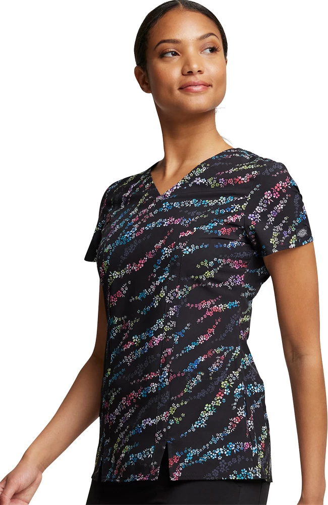 Dickies Women's V-Neck Blooming Wild Print Scrub Top 5 Dickies Women's V-Neck Blooming Wild Print Scrub Top - Image 3