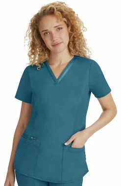 Healing Hands Women's Jasmine V-Neck Stretch Solid Scrub Top -clothings shop 3 hh 2278 650