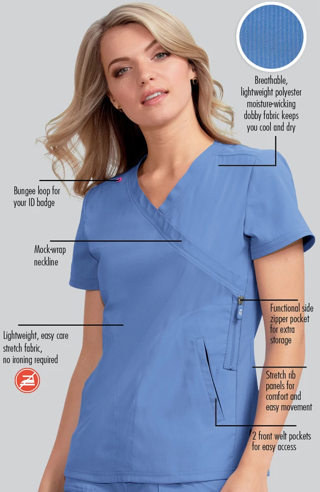 Koi Women's Philosophy Mock Wrap Side Zip Solid Scrub Top 5 Koi Women's Philosophy Mock Wrap Side Zip Solid Scrub Top - Image 3