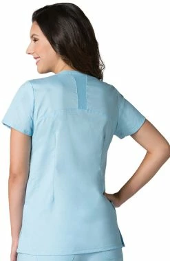 EON Women's COOLMAX V-Neck Mesh Panel Solid Scrub Top -clothings shop 3 mv 1738 650