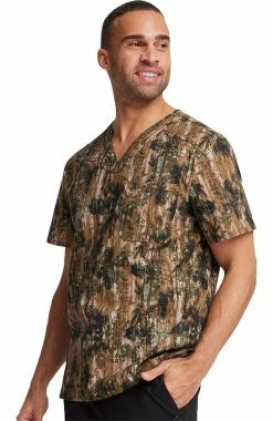 Cherokee Men's Outdoor Life Print Scrub Top -clothings shop 4 ck ck692 print 650
