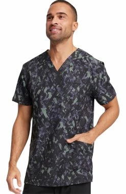 Cherokee Men's Crosstown Texture Print Scrub Top -clothings shop 4 ck ck920 print 650
